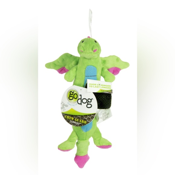GoDog Skinny Green Dragon Dog Toy with Chew Guard Technology - New with Tags - Picture 2 of 2